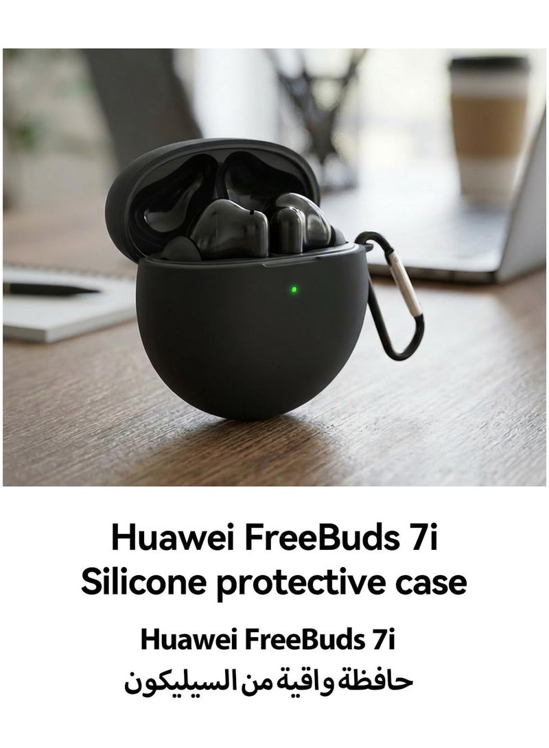 INEIX Silicone Case Cover Compatible with Huawei FreeBuds 7i - Premium Silicone with Hook, Shockproof Protection - Image 4